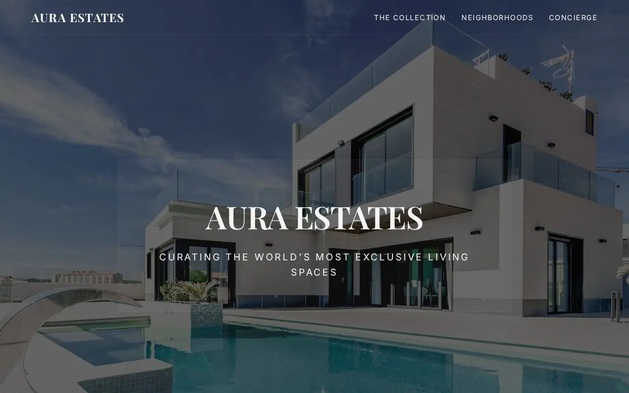 Aura Estates luxury real-estate landing page