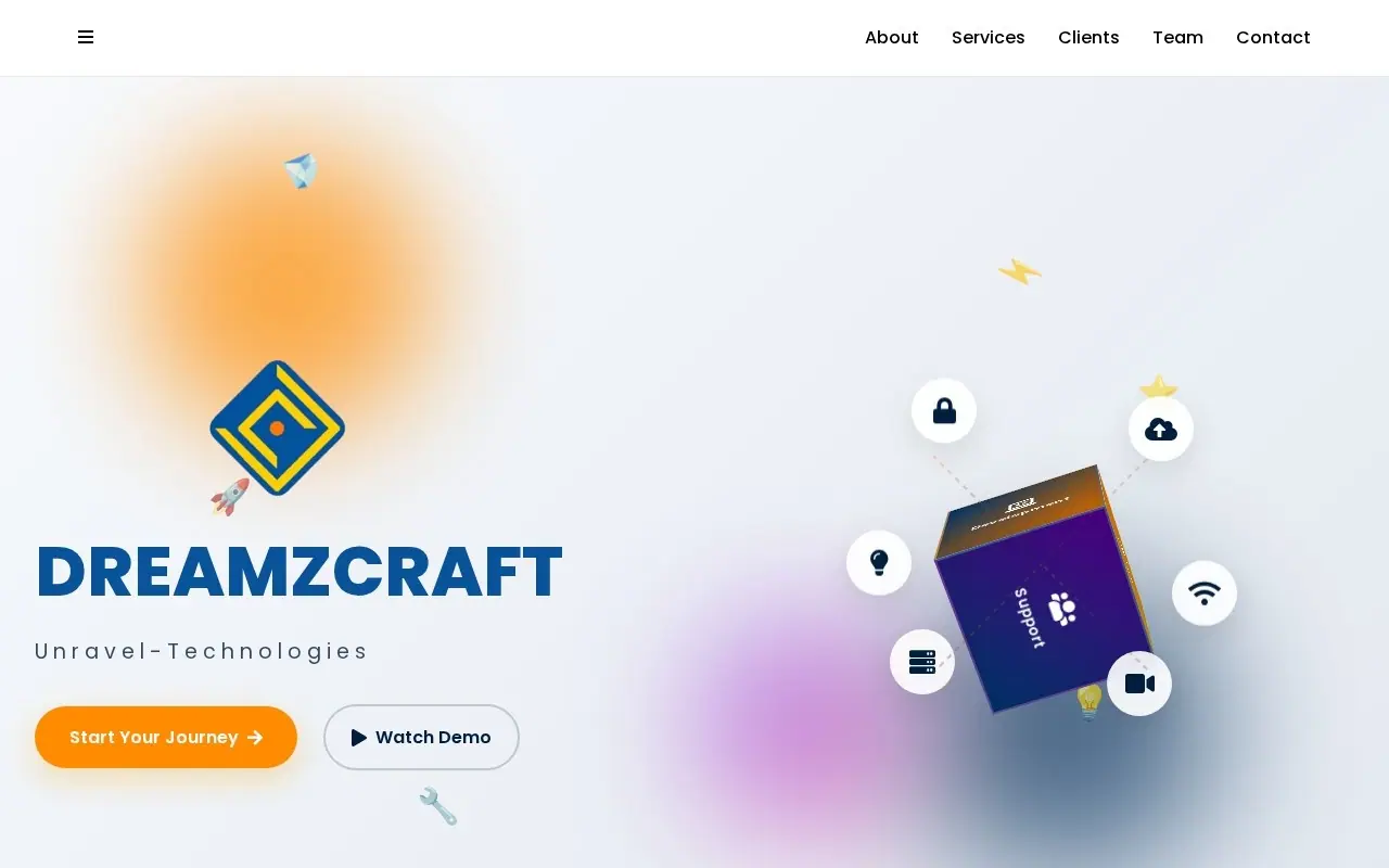 Dreamzcraft website homepage
